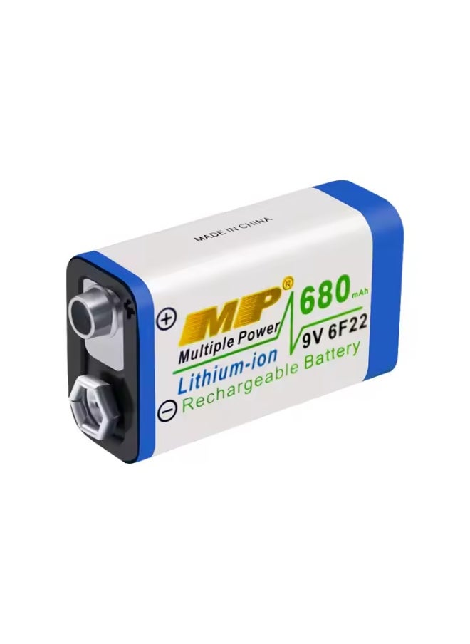 MP - 9V 680mAh Lithium-Ion Rechargeable Battery – High-Capacity 9V Li-ion Cell for Smoke Detectors, Multimeters, Toys & More - Image 1