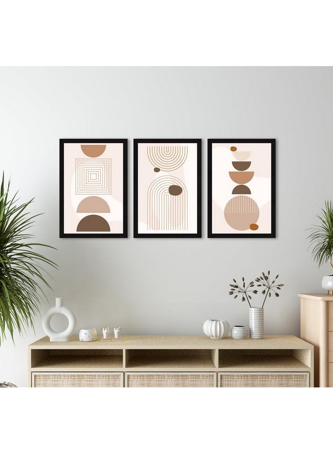 ArtX Paper Bohemian Geometric Shapes Wall Painting For Living Room,Drawing Room Decoration Big Size, Boho Framed Painting for Wall Decoration, Wall Decor For Bedroom, 36.0 x 18.0 inches, Set Of 3 - Image 5