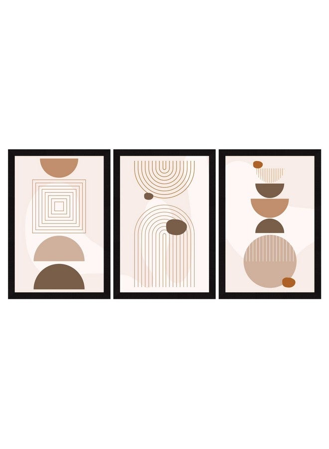 ArtX Paper Bohemian Geometric Shapes Wall Painting For Living Room,Drawing Room Decoration Big Size, Boho Framed Painting for Wall Decoration, Wall Decor For Bedroom, 36.0 x 18.0 inches, Set Of 3 - Image 1