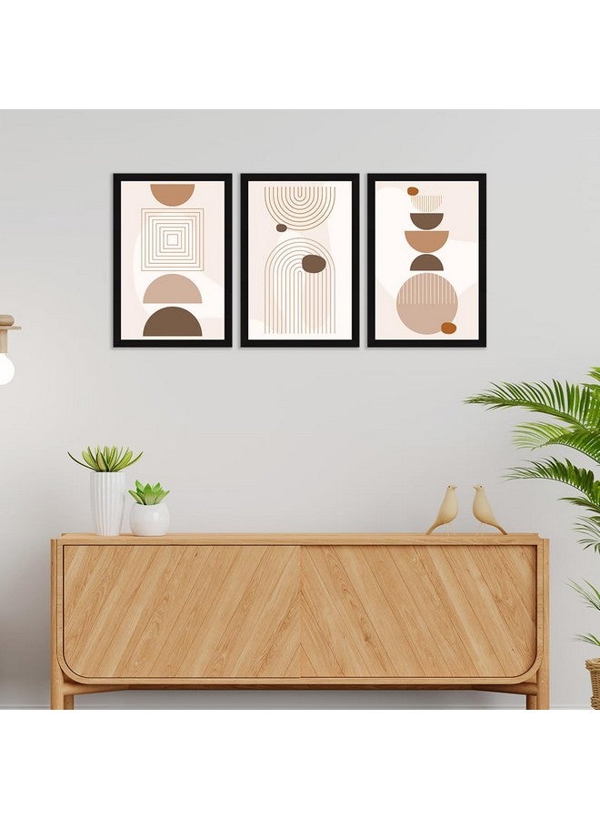 ArtX Paper Bohemian Geometric Shapes Wall Painting For Living Room,Drawing Room Decoration Big Size, Boho Framed Painting for Wall Decoration, Wall Decor For Bedroom, 36.0 x 18.0 inches, Set Of 3 - Image 4