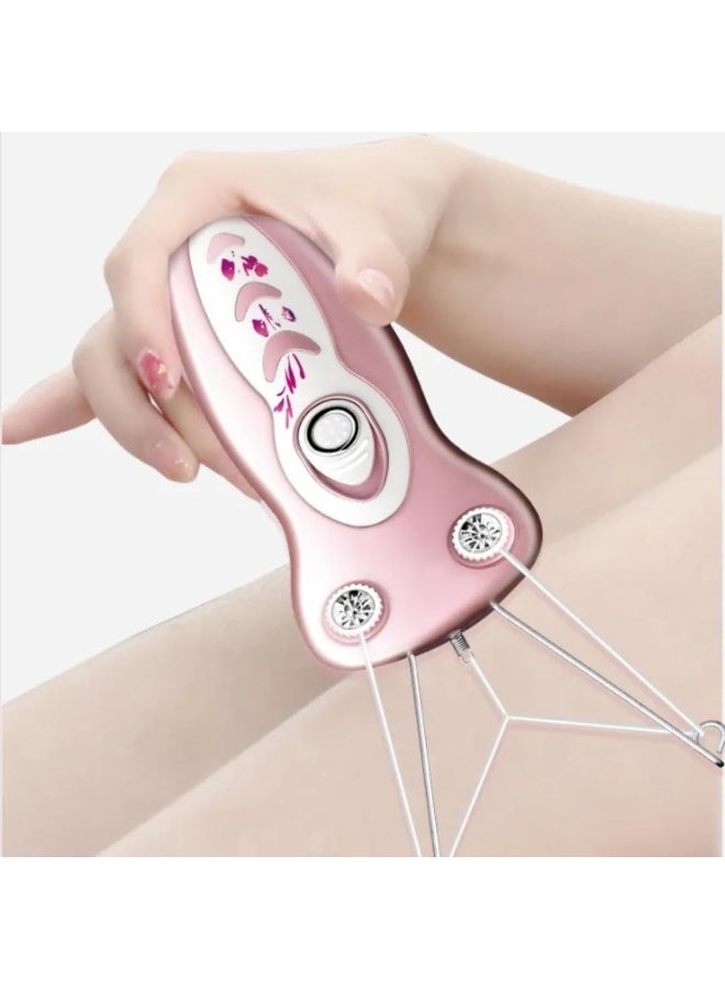 جهاز إزالة الشعر بالخيط الكهربائي للنساء – مزيل تلقائي لشعر الوجه (للشعر الناعم في الوجه والذقن والشفة العليا والذراعين) – لون وردي - Image 3