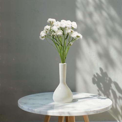 PUREZENTO Raindrop White Ceramic Bud Vase 5.31 Inch - Set of 1 | Glossy White Decorative Bud Vase for Dried Flowers & Pampas Grass | Vases for Modern Home Decor, Living Room, Office Decor & Gifting - Image 4