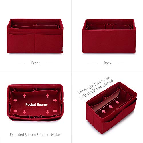 ZTUJO Felt Purse Organizer, Multi Pocket Bag in Bag Organizer For Tote & Handbag Shaper, Speedy 30 & 40, Large, Red - Image 3