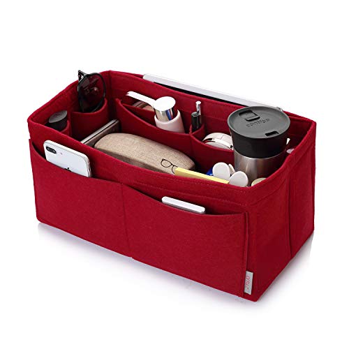 ZTUJO Felt Purse Organizer, Multi Pocket Bag in Bag Organizer For Tote & Handbag Shaper, Speedy 30 & 40, Large, Red - Image 1