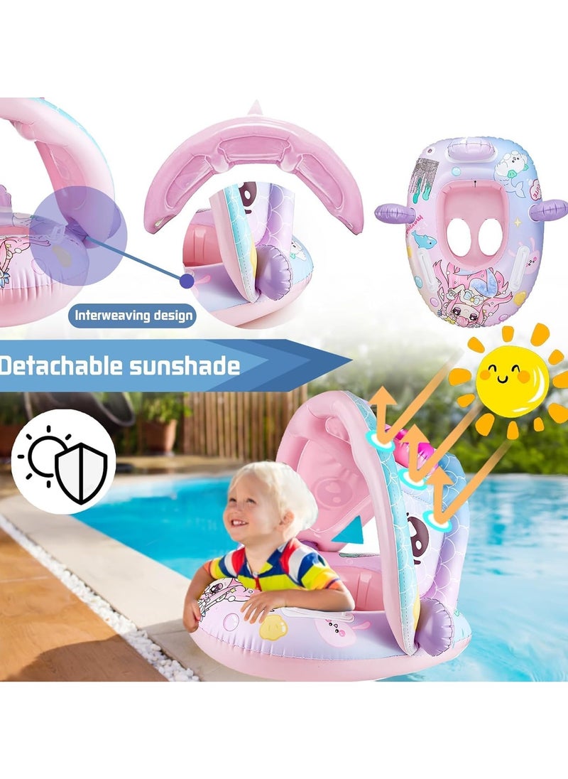 VUCATIN Baby pool float Swimming Pool Float Boat with Sun Protection Canopy Inflatable Pool Float Yacht Ring Awning Inflatable Swimming Training Float Seat for Boys Girls Summer Outdoor  - Image 2