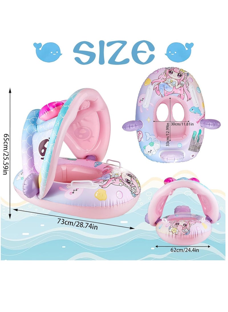 VUCATIN Baby pool float Swimming Pool Float Boat with Sun Protection Canopy Inflatable Pool Float Yacht Ring Awning Inflatable Swimming Training Float Seat for Boys Girls Summer Outdoor  - Image 4