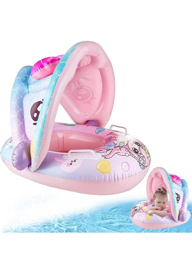 VUCATIN Baby pool float Swimming Pool Float Boat with Sun Protection Canopy Inflatable Pool Float Yacht Ring Awning Inflatable Swimming Training Float Seat for Boys Girls Summer Outdoor  - Image 1
