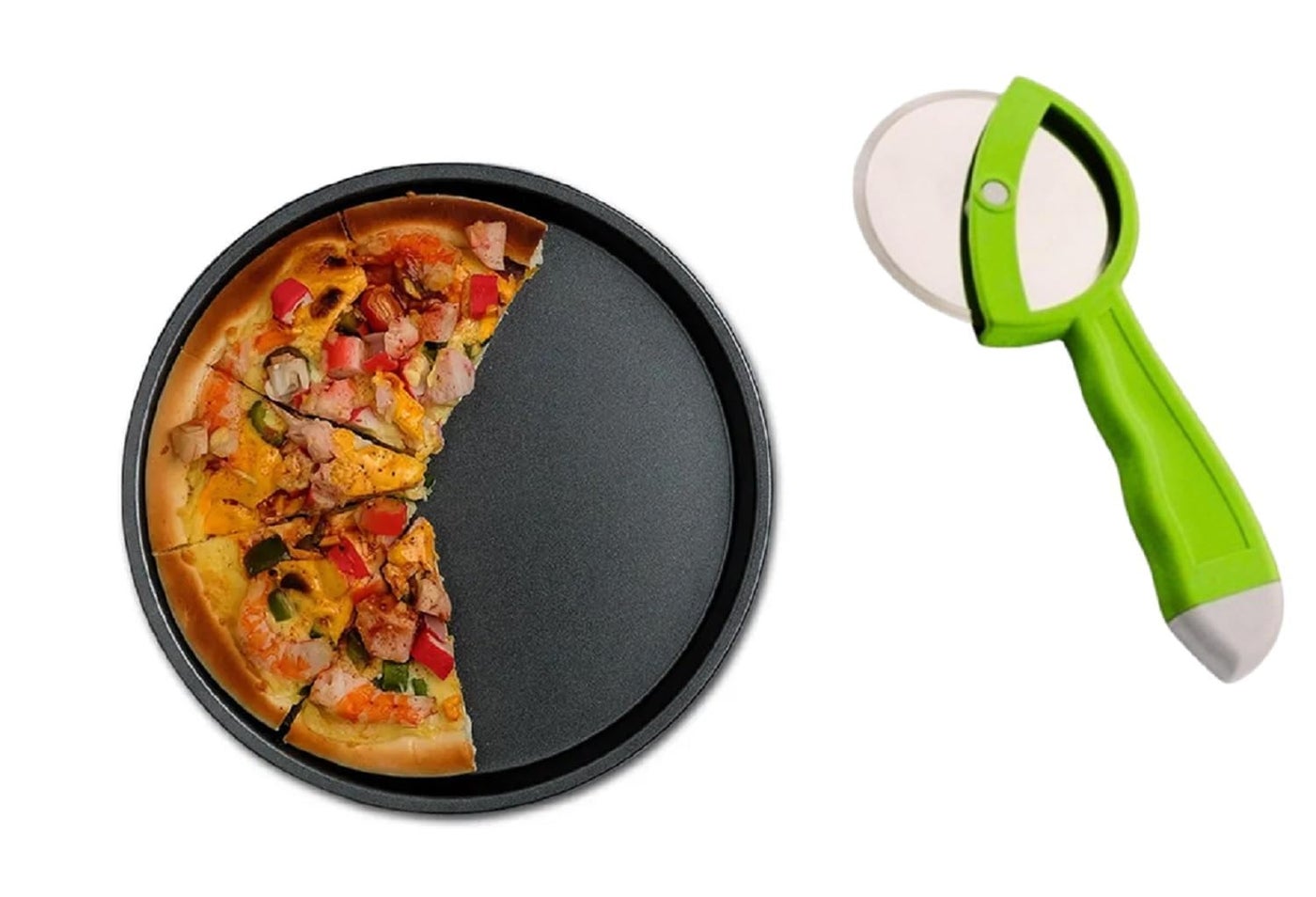 Zanzmer Universal Microwave Crisper Pan, Microwave Cookware Crispy Plate Fry Pan, Non-Stick, Dishwasher Safe, Black, Standard, Antiqued, Pizza Tray Non-Stick Bakeware