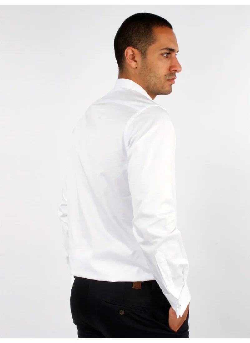 Dufy White Men's Slim Fit Shirt-DU1192014BD02