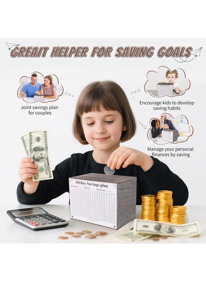 Figfey Piggy Bank for Adults Bigger Safe Box Money Savings Bank for Kids Wooden Savings jar Piggy Bank for Adults Must Break to Open(Gray) - Image 5