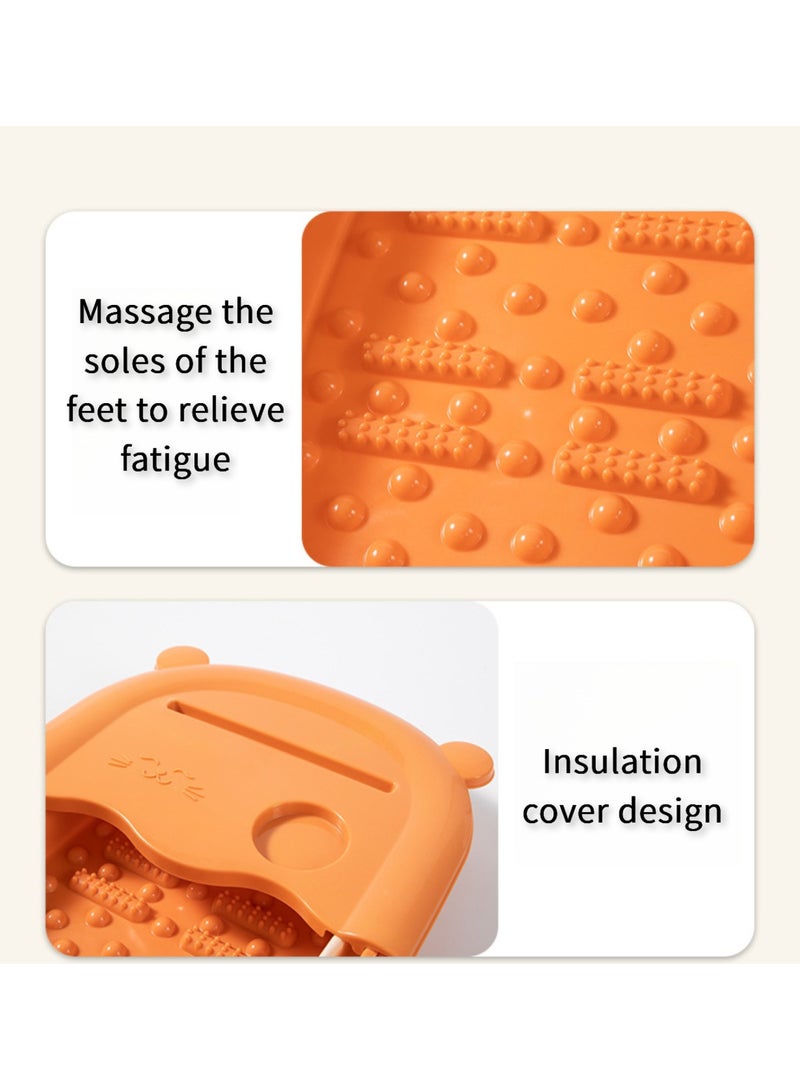 Arabest Collapsible Foot Bath Basin Foot Soak Tub, Foot Soaking Tub with Massage Acupoint for Feet Soaking, Pedicure Foot Spa, Multifunction Plastic Bucket with Handle, Home Spa Treatment – Orange - Image 2