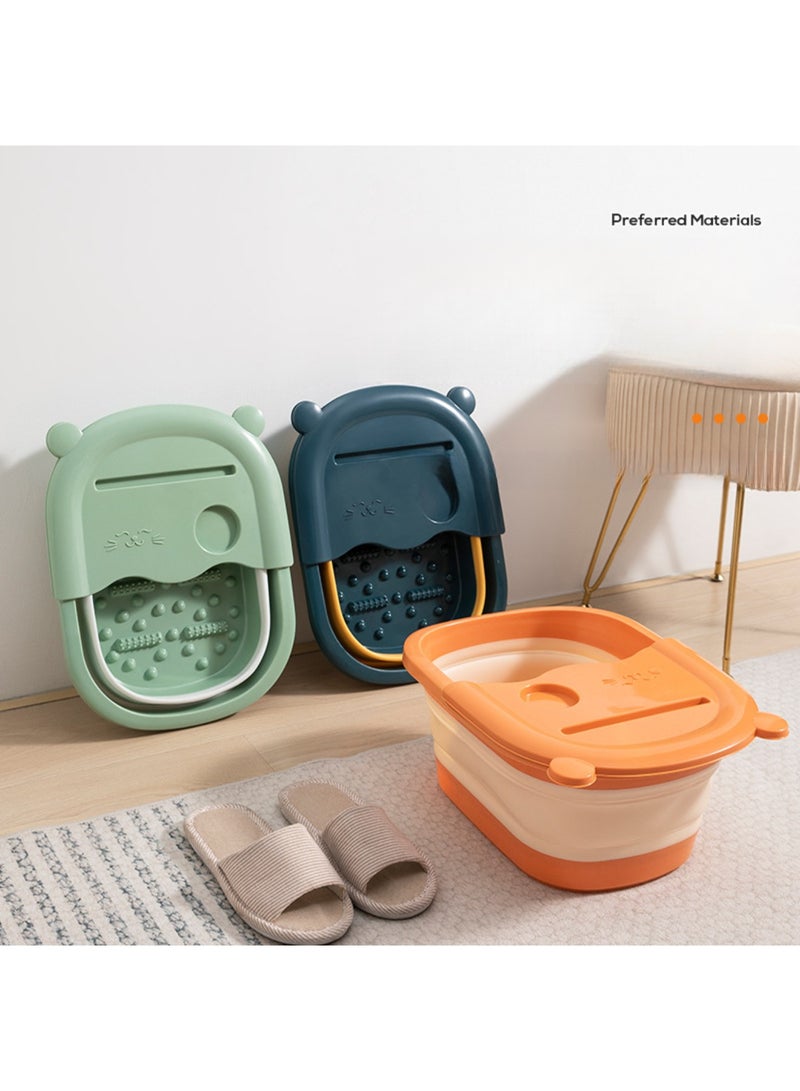 Arabest Collapsible Foot Bath Basin Foot Soak Tub, Foot Soaking Tub with Massage Acupoint for Feet Soaking, Pedicure Foot Spa, Multifunction Plastic Bucket with Handle, Home Spa Treatment – Orange - Image 5