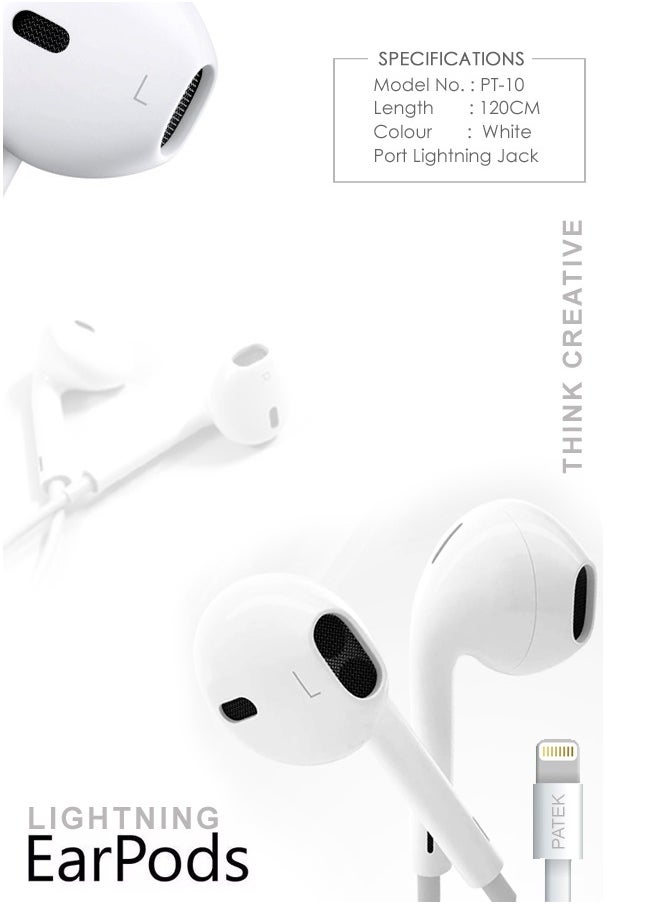 PATEK - PATEK EarPods With Lightning Connector White - Image 1