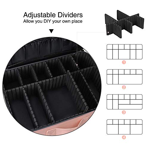 Relavel Travel Makeup Train Case Cosmetic Case Organizer Portable Artist Storage Bag with Adjustable Dividers for Cosmetics Makeup Brushes Toiletry Jewelry Digital Accessories - Image 3