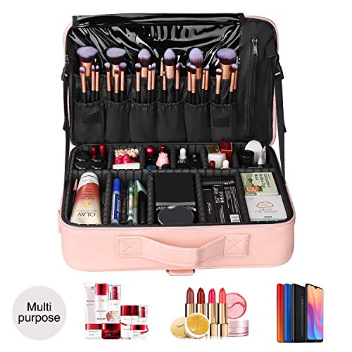 Relavel Travel Makeup Train Case Cosmetic Case Organizer Portable Artist Storage Bag with Adjustable Dividers for Cosmetics Makeup Brushes Toiletry Jewelry Digital Accessories - Image 5