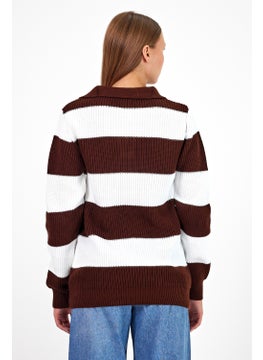Cool Tarz Cool Style Women Striped Comfort V Polo Neck Sweater  - Image 4