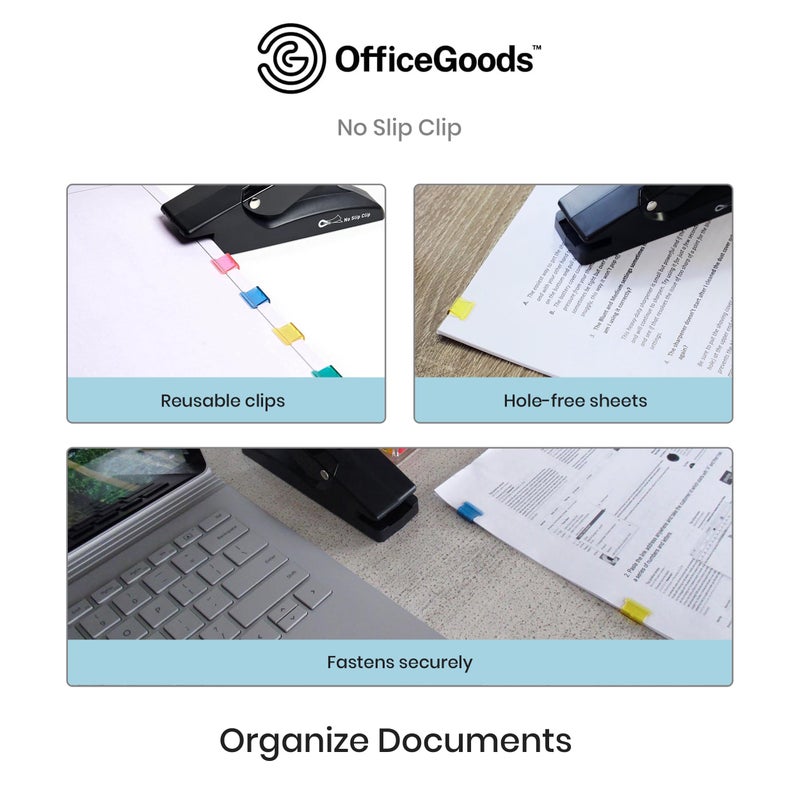 OfficeGoods No Slip Clip Refills - Binds Up to 50 Pages - Reusable - Works with No Slip Clip Dispenser - 50 ct Box Each Small & Large - 100 ct Total - Blue - Image 4
