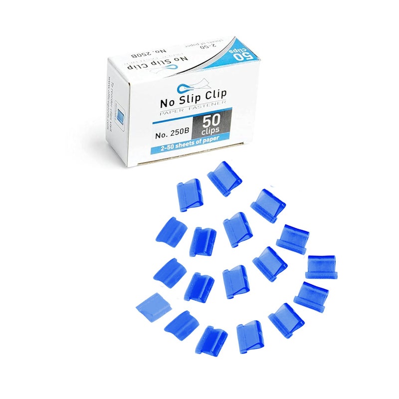 OfficeGoods No Slip Clip Refills - Binds Up to 50 Pages - Reusable - Works with No Slip Clip Dispenser - 50 ct Box Each Small & Large - 100 ct Total - Blue - Image 1
