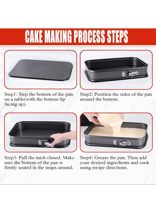 Springform Cake Pan Square 9.5inch ، 10inch ، 11inch ، مجموعة من 3 وعاء الخبز الكعكة غير اللاصقة المقاومة للتسرب مع القاع القابل للإزالة ، فولاذ الكربون غير اللاصق - Image 5