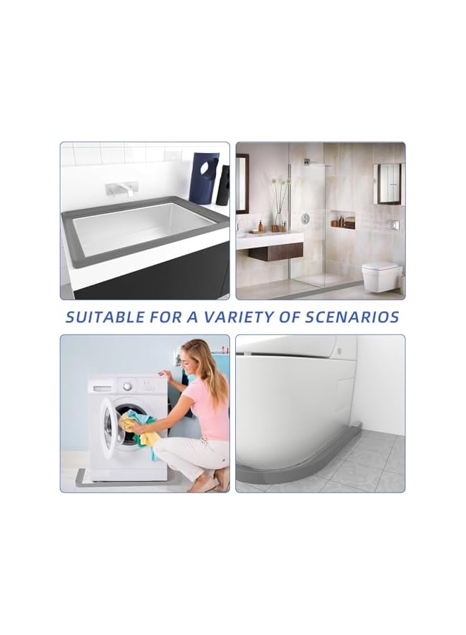 The Bros Shower Threshold Water Dam, Self-Adhesive Silicone Shower Barrier Water Stopper Shower Door Bottom Seal Strip Shower Splash Guard for Bathroom Kitchen Bathtub - Image 5