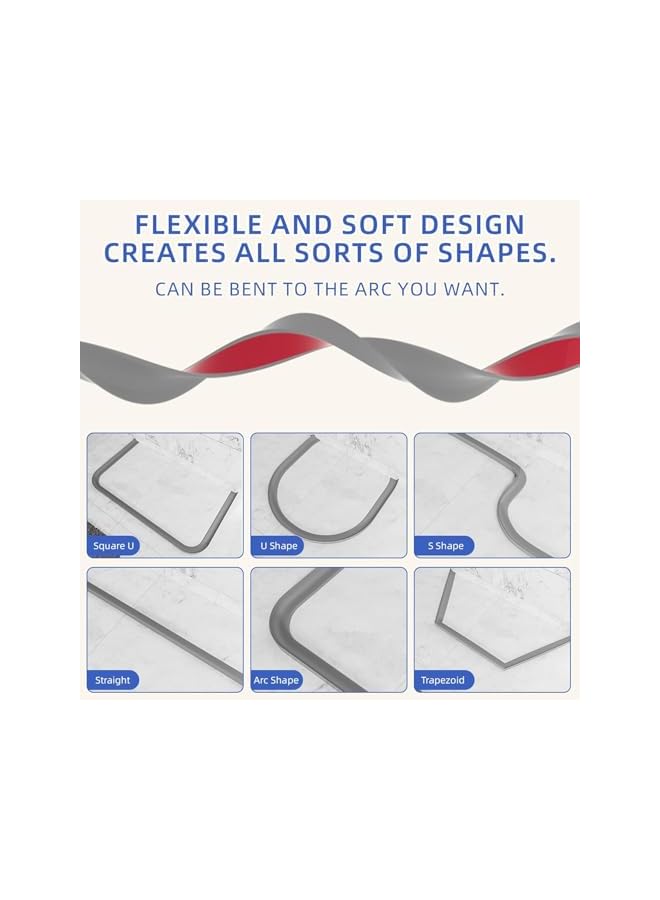 The Bros Shower Threshold Water Dam, Self-Adhesive Silicone Shower Barrier Water Stopper Shower Door Bottom Seal Strip Shower Splash Guard for Bathroom Kitchen Bathtub - Image 3