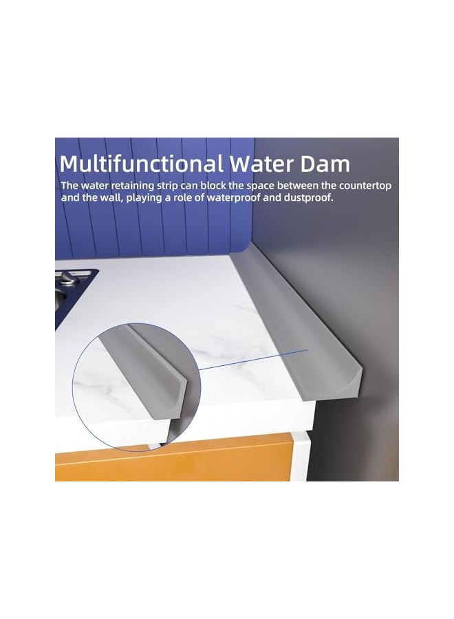 The Bros Shower Threshold Water Dam, Self-Adhesive Silicone Shower Barrier Water Stopper Shower Door Bottom Seal Strip Shower Splash Guard for Bathroom Kitchen Bathtub - Image 4