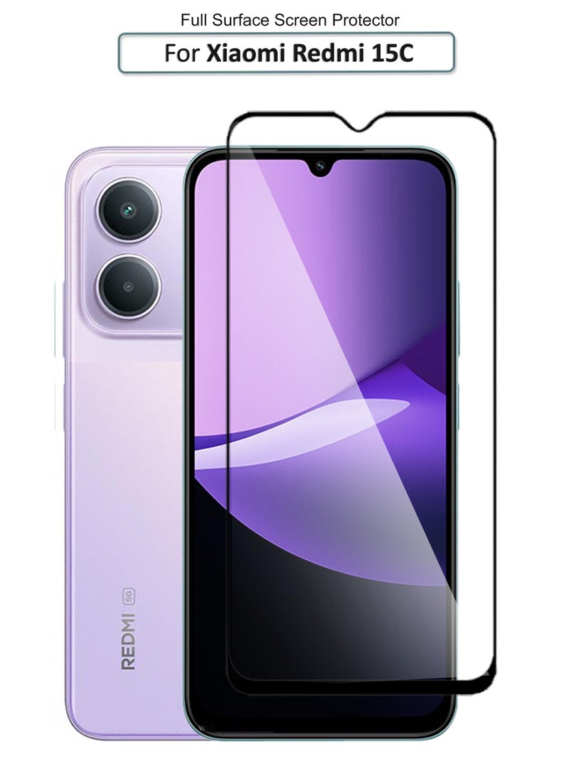 لـ Xiaomi Redmi 15C 5G - واقي شاشة زجاجي مقسى - لمسة دقيقة، شفافية أعلى، سهل التركيب، مقاوم للخدوش وخالي من الفقاعات - أسود - Image 1