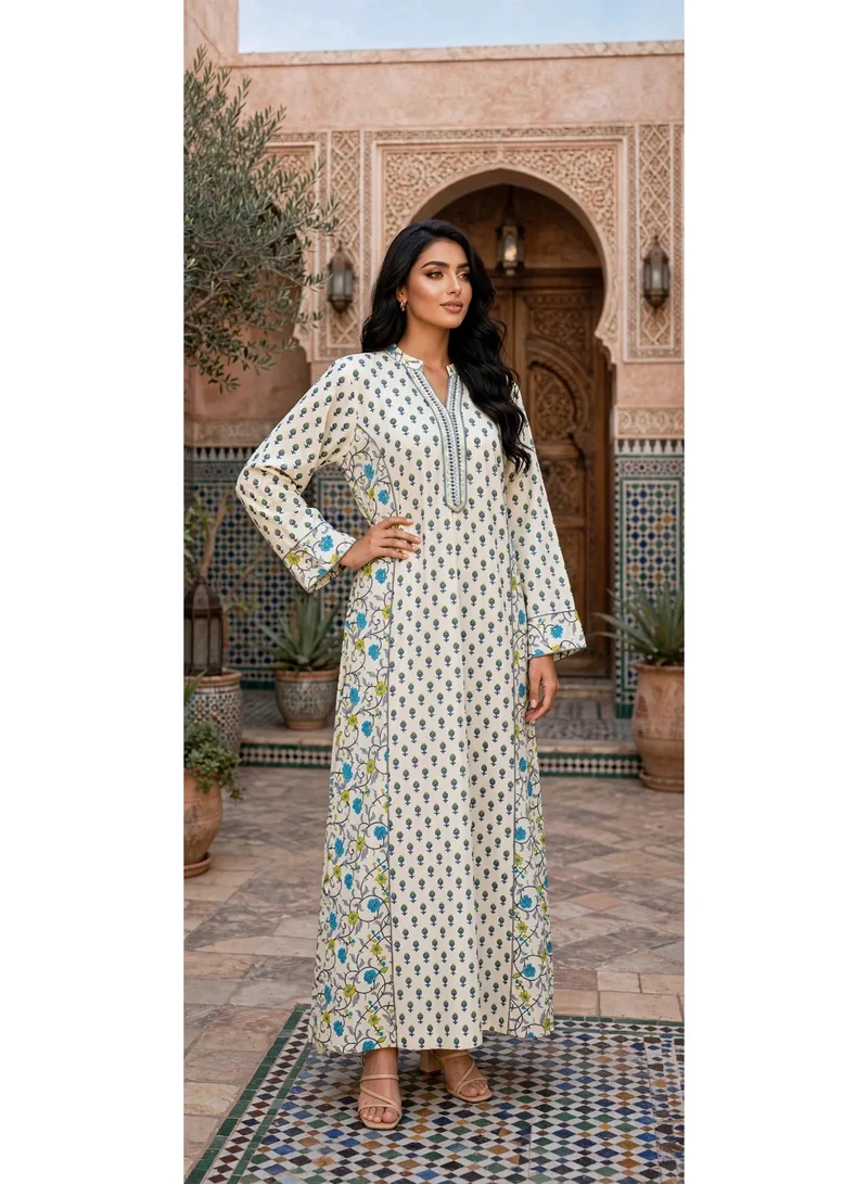 اكسا جلابية سحر التراث الزهري IK210Blue