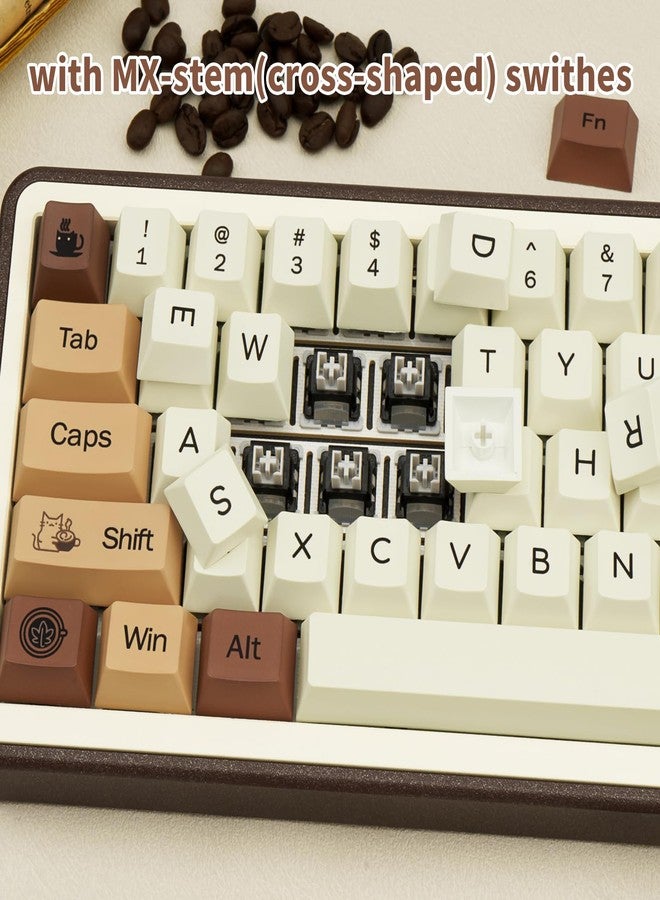 COOMICKEY Brown PBT Keycaps, Coffee Cat Cute Keycaps, Cherry Profile Key caps 60 65 75 100 Percent, Dye-Sublimation Custom 130 Keys Set for 100%, 75%, 65%, 60% Cherry Gateron MX Switches Keyboards - Image 3