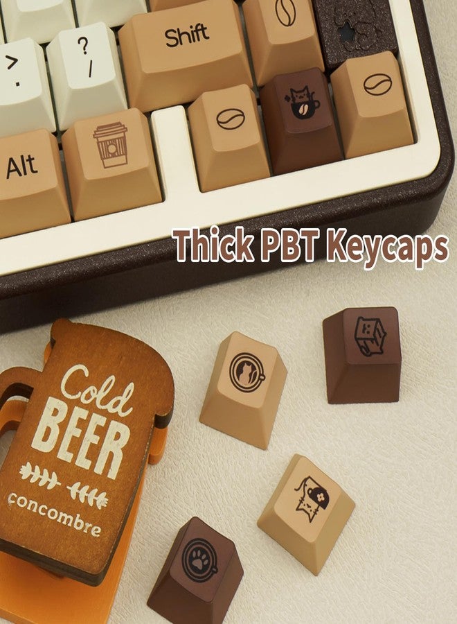 COOMICKEY Brown PBT Keycaps, Coffee Cat Cute Keycaps, Cherry Profile Key caps 60 65 75 100 Percent, Dye-Sublimation Custom 130 Keys Set for 100%, 75%, 65%, 60% Cherry Gateron MX Switches Keyboards - Image 5