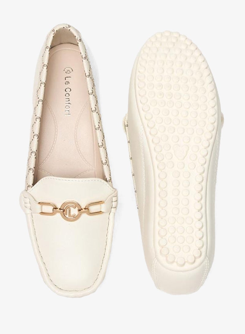 Le Confort Metal Accent Slip-On Loafers with Wedge Heels - Image 4