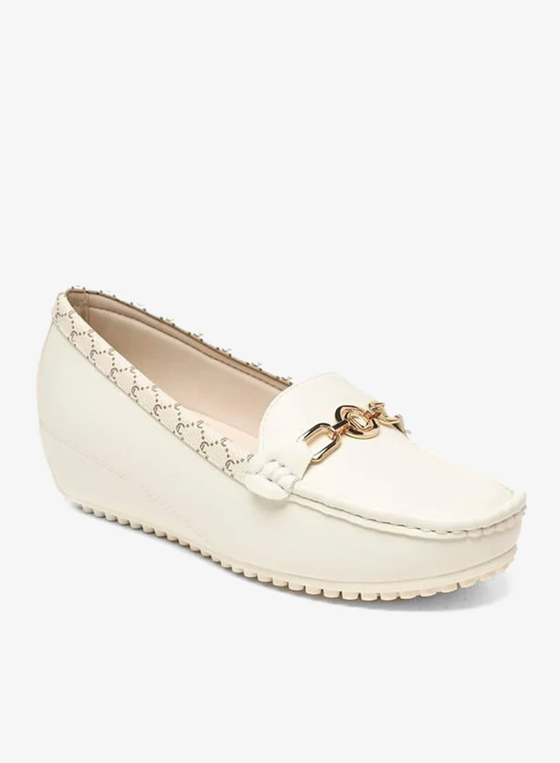 لو كونفورت لوفرز نسائي بكعب ويدج مزين بالمعدن