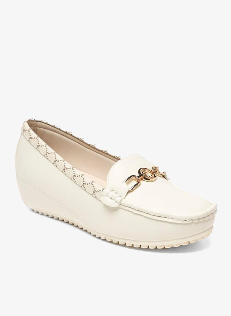 Le Confort Metal Accent Slip-On Loafers with Wedge Heels - Image 1