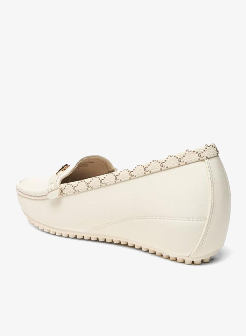 Le Confort Metal Accent Slip-On Loafers with Wedge Heels - Image 3