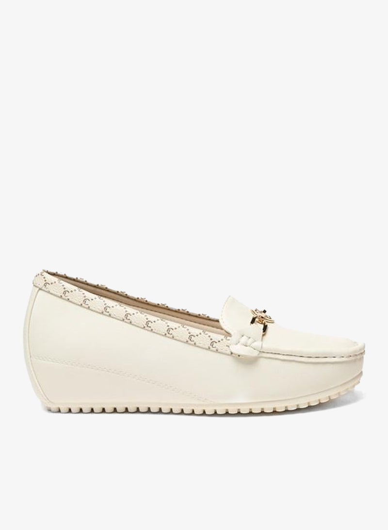Le Confort Metal Accent Slip-On Loafers with Wedge Heels - Image 2