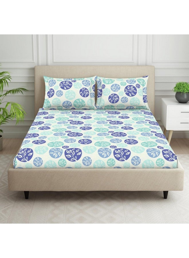 Welspun 120 TC Polycotton Bedsheet for Double Bed with 2 Pillow Cover | Skin Safe & Super Soft Queen Size Bed Sheet | (88 X 100 Inch) - Ornate Blue | Harmony - Image 1