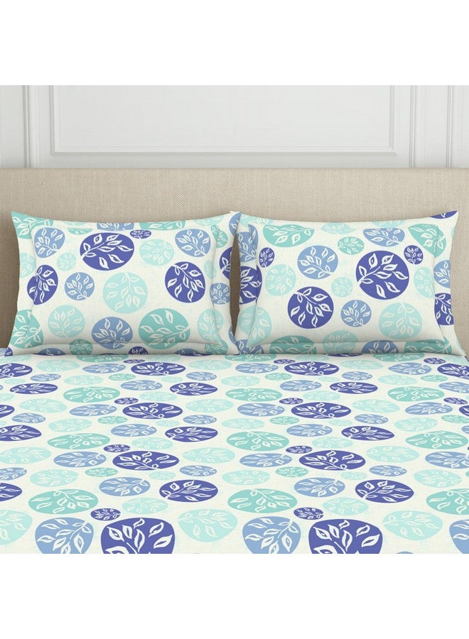 Welspun 120 TC Polycotton Bedsheet for Double Bed with 2 Pillow Cover | Skin Safe & Super Soft Queen Size Bed Sheet | (88 X 100 Inch) - Ornate Blue | Harmony - Image 4