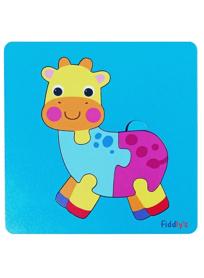 Fiddlys 3D Cute Cartoon Wooden Jigsaw Puzzles for Kids & Children (Pack of 4 Baby Animal + Vehicle) - Image 5