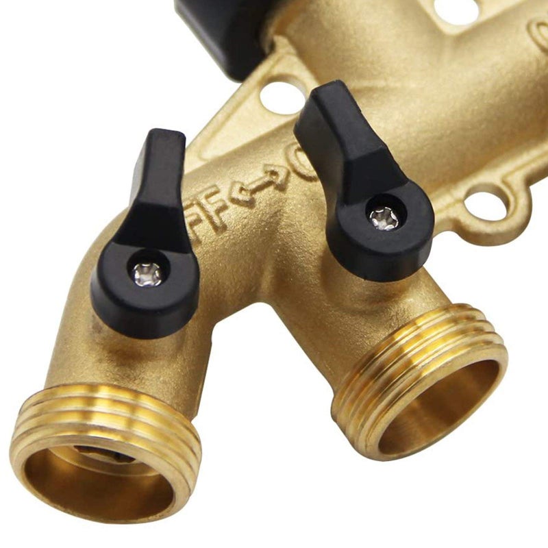 Biswing 4 Way Brass Hose Splitter, 3/4" Brass Hose Faucet Manifold, Garden Hose Adapter Connector, Hose Spigot Adapter with 4 Valves - Image 3
