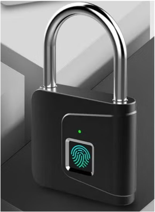 JAJEEK Anti-Theft Smart Fingerprint Padlock | Portable Waterproof Keyless Lock with USB Charging | Biometric Fingerprint Lock for Gym, Luggage, Cabinets, Suitcases, School Bags, Lockers, Bikes & Travel | Durable Compact Black Security Lock with Fast Unlock  - Image 1