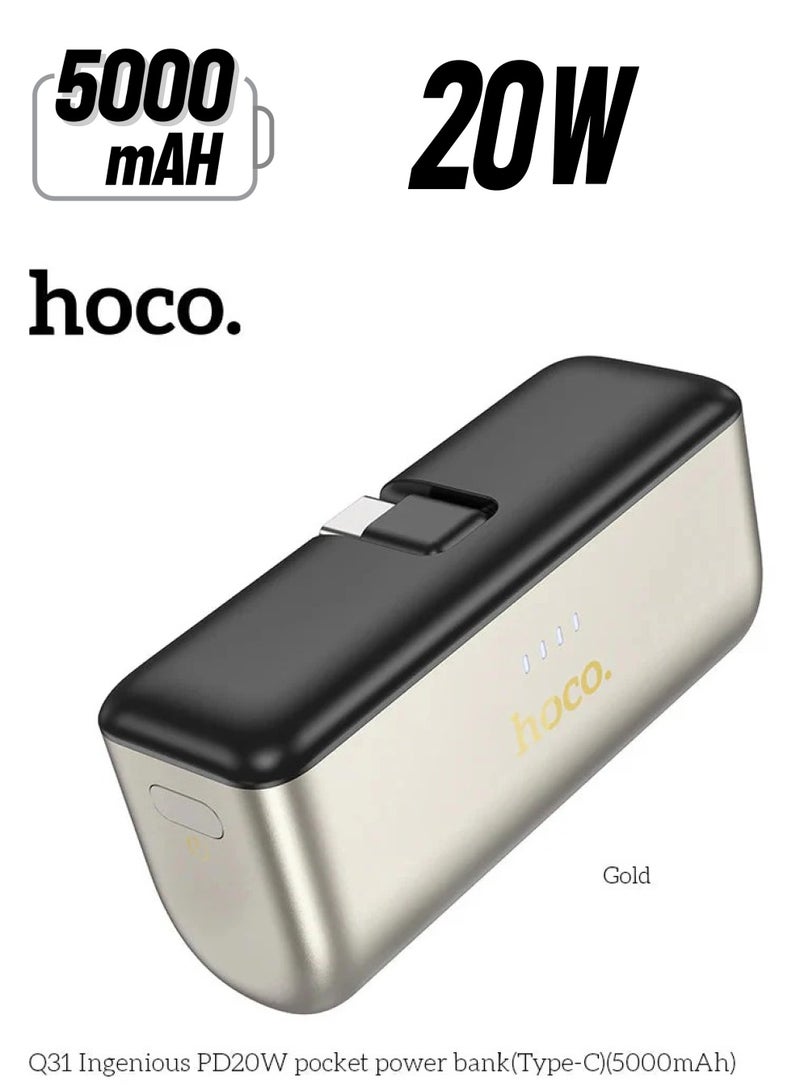 Hoco SPECTON Q31 Ingenious PD20W pocket power bank(iP)(5000mAh) 「Non-restrictive」 - Image 1