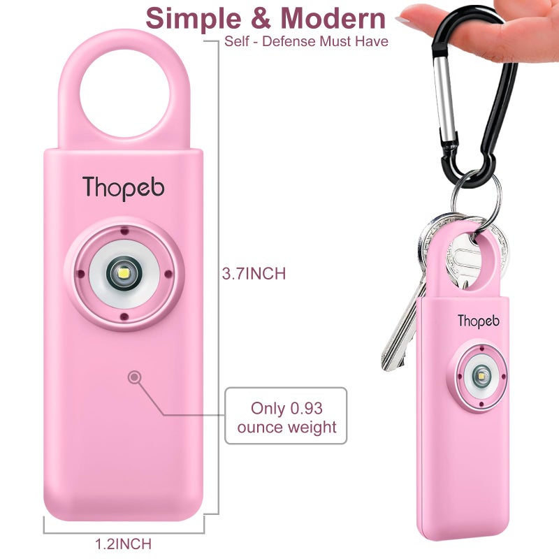 Thopeb The Original Personal Safety Alarm for Womenn by Women– Loud Siren Birdie Alarm for Women, Strobe SOS LED Light, Be Safe with Personal Alarm– Self Defense Keychain for College Essentials (Pink) - Image 3