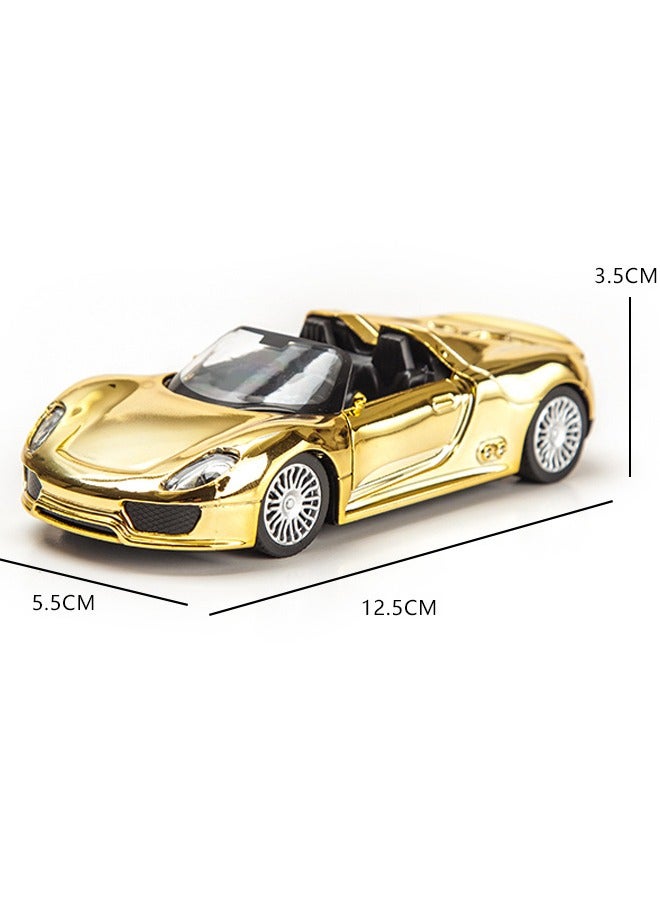 1/32 Golden Porsche 918 Model Car, Convertible Sports Car Model, Zinc Alloy Pull Back Toy Car, Alloy Collectible Toy for Kids Boy Girl Gift - Image 2