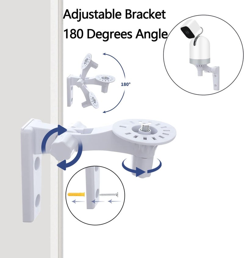 حامل حائط متوافق مع كاميرا Blink Mini Pan-Tilt، علبة من قطعتين مع قوس زوايا قابل للتعديل، دوران 180 درجة وسهل التركيب (لا تشمل الكاميرا) - Image 2