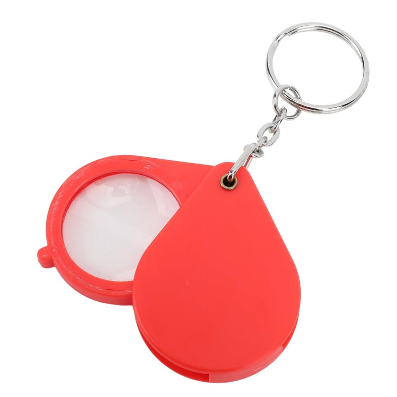 Red Mini Magnifying Glass Keychain 10X Foldable Portable Reading Aid - Image 3