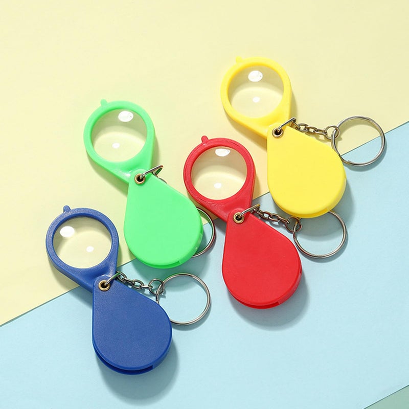 Red Mini Magnifying Glass Keychain 10X Foldable Portable Reading Aid - Image 4