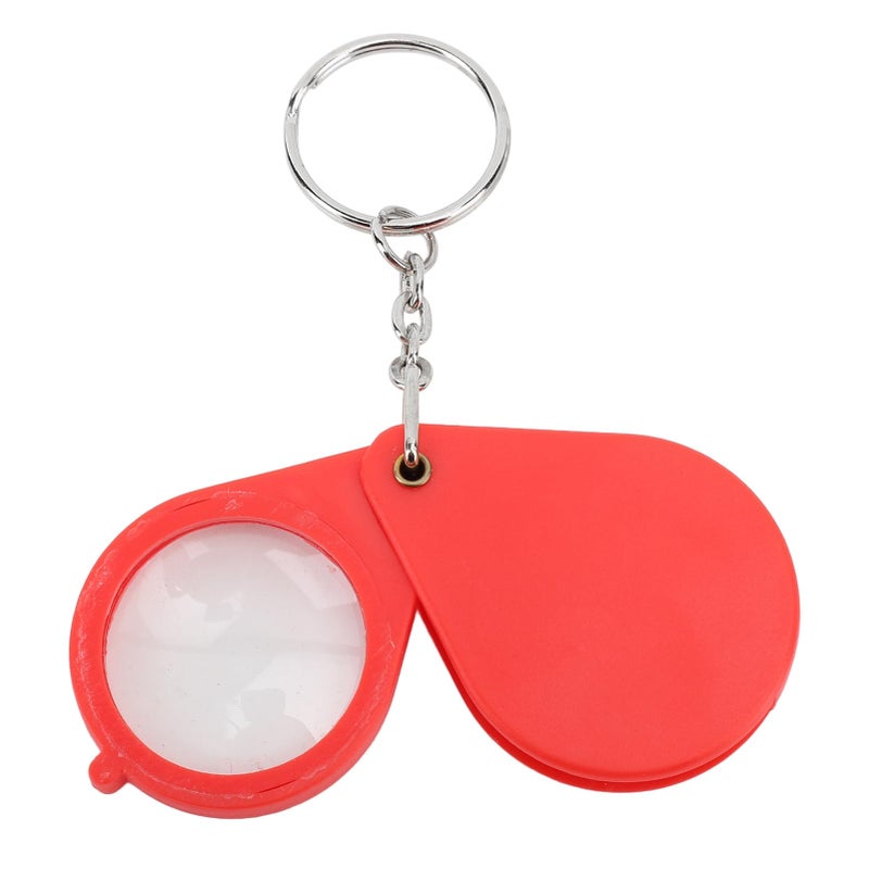 Red Mini Magnifying Glass Keychain 10X Foldable Portable Reading Aid - Image 5