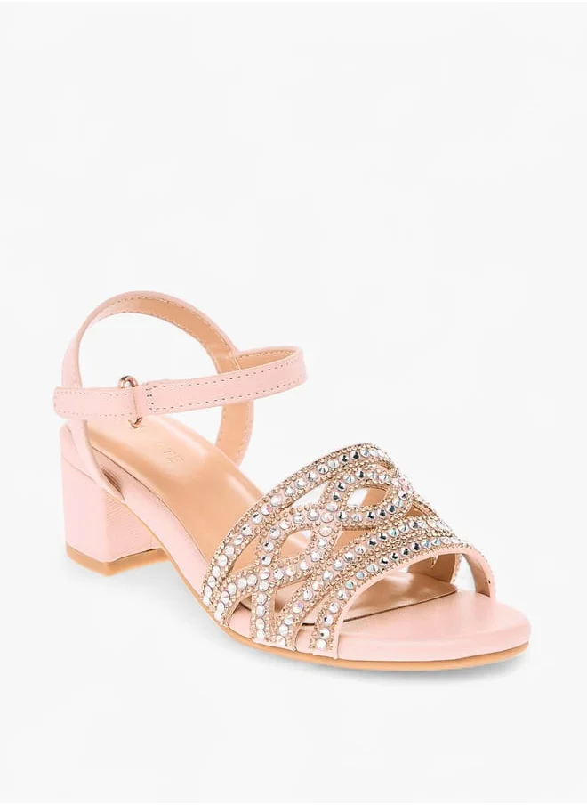 Celeste Girl's Embellished Sandals with Hook and Loop Closure Ramadan Collection