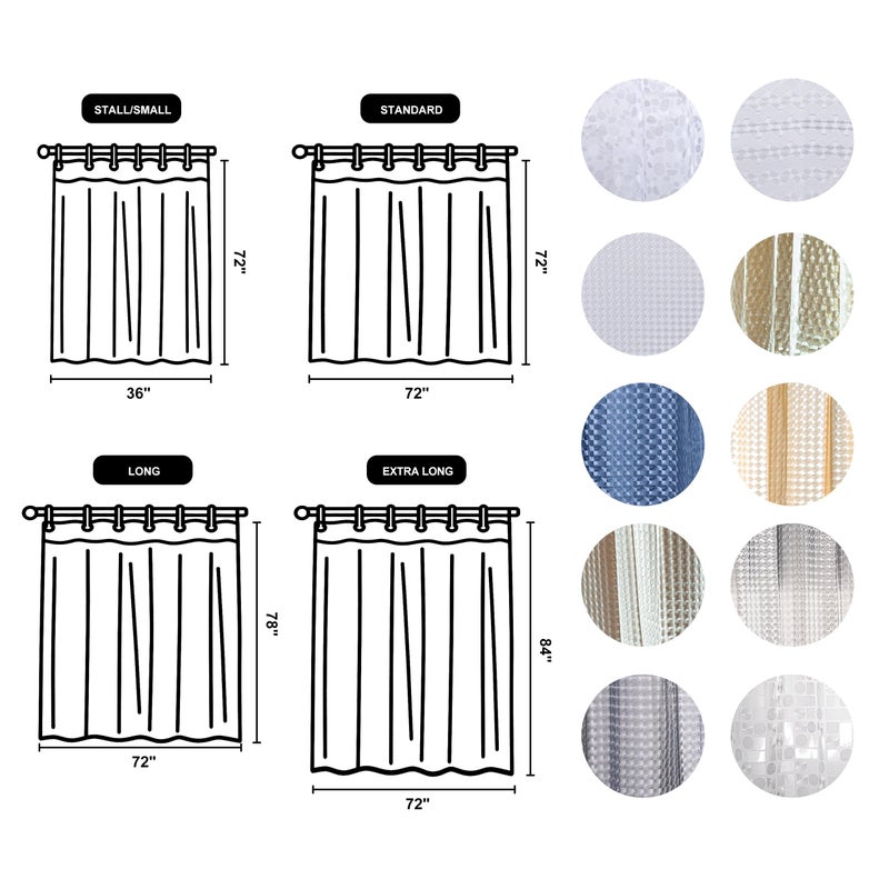 NTBAY EVA Clear Shower Curtain with Checkered, Water-Repellent Liner with 3 Magnets for Bathroom, 72x72 Inches - Image 2