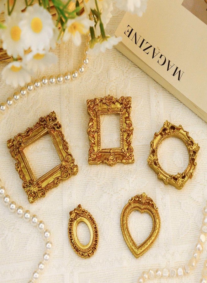 VICROIC 15 PCS Mini Vintage Frames, Tiny Resin Antique Frames, Small Gold picture photo frame for DIY Wall Hanging Jewelry Display Photography Party Hotel Home Decoration (mini frameB) - Image 4